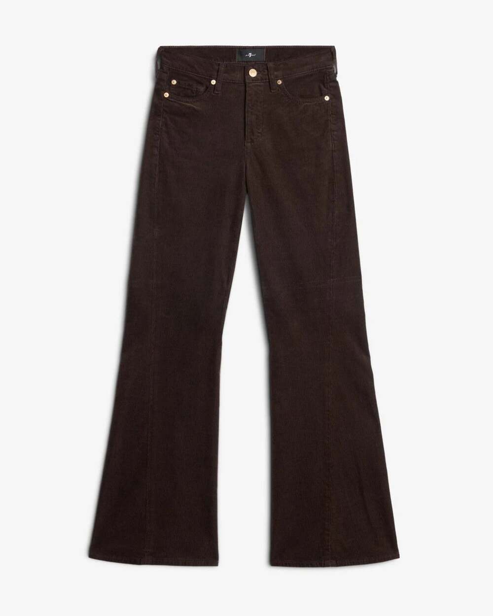 7 For All Mankind Size 32 Twisted Dojo Tailorless Flare Jeans Corduroy Coffee